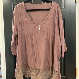 Women's Mauve Lace Trim Tunic